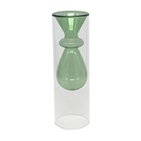 VASO DE VIDRO DUPLO TRANSPARENTE E VERDE