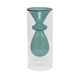 VASO DE VIDRO DUPLO TRANSPARENTE E AZUL