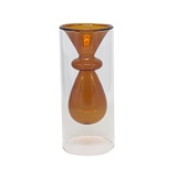 VASO DE VIDRO DUPLO TRANSPARENTE E AMBAR