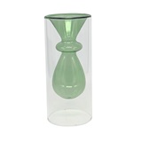 VASO DE VIDRO DUPLO TRANSPARENTE E VERDE