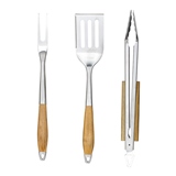 CONJ DE PECAS PARA CHURRASCO DE INOX E MADEIRA