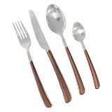 CJ. DE TALHERES DE METAL COM CABO AMADEIRADO - 24PCS