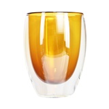 CONJ DE COPOS DE VIDRO DUPLO TRANSPARENTE E AMBAR - 6 PCS