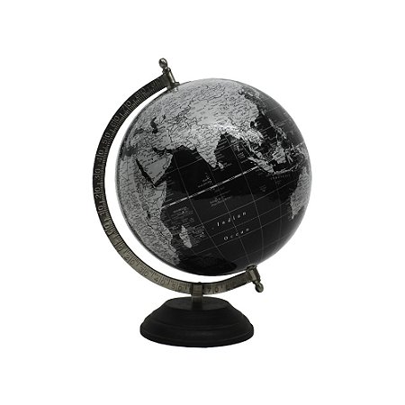 GLOBO DECORATIVO METAL E MADEIRA PRETO