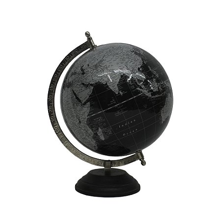 GLOBO DECORATIVO METAL E MADEIRA PRETO