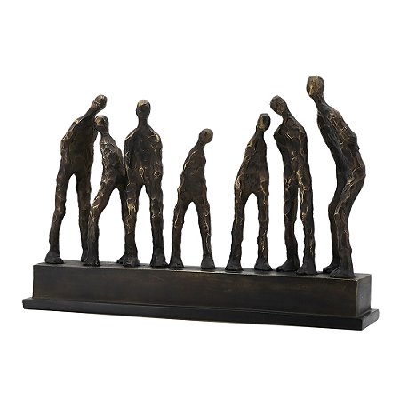 PECA DECORATIVA EM RESINA ESCULTURA HOMENS BRONZE 50CM X 10CM X 32CM