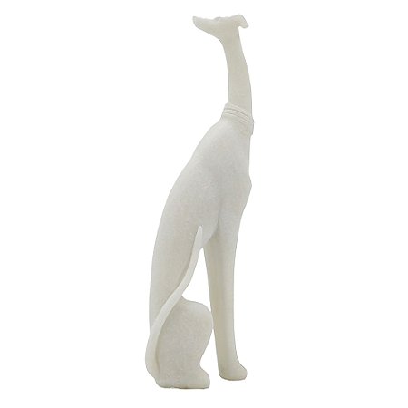 CACHORRO DECORATIVO EM RESINA BRANCO 14CM X 7CM X 36,8CM