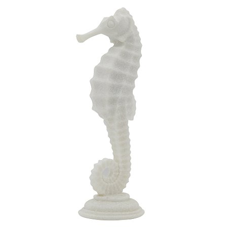 CAVALO MARINHO DECORATIVO EM RESINA BRANCO 12CM X 10,5CM X 32CM