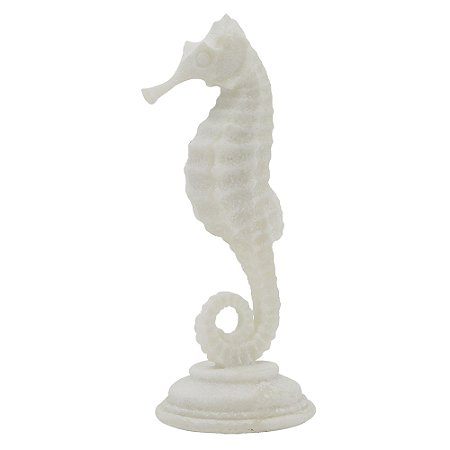 CAVALO MARINHO DECORATIVO EM RESINA BRANCO 8,5CM X 8,5CM X 22CM