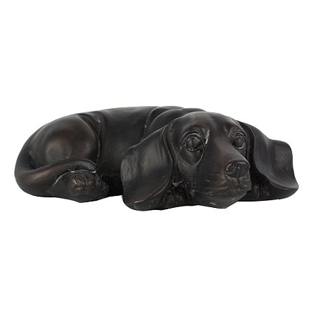 CACHORRO DECORATIVO EM RESINA BRONZE 15,5CM X 9,5CM X 4,5CM
