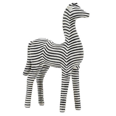 ZEBRA DECORATIVA EM RESINA PRETO E BRANCO 19,6CM X 6,9CM X 29CM