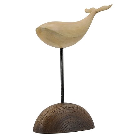 BALEIA DECORATIVA EM RESINA CREME 24,8CM X 11CM X 32CM