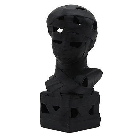 PECA DECORATIVA EM RESINA ESCULTURA CABECA MASCULINA PRETO 15,5CM X 13CM X 31,5C