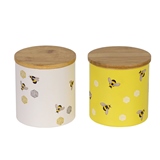 CONJ DE POTES DE LATA BRANCO E AMARELO 2 PCS
