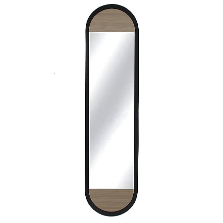 ESPELHO COM MOLDURA EM METAL RETANGULAR ACABAMENTO LISO COR PRETO 30,5CM X 4CM X