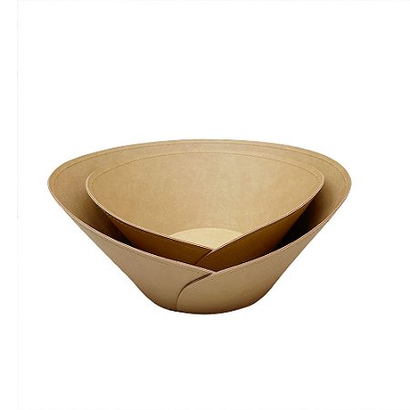 CJ DE CENTRO DE MESA EM COURO SINTETICO BEGE 2PCS