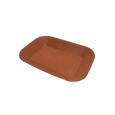 BANDEJA EM COURO SINTETICO MARROM
