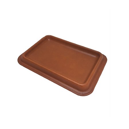 BANDEJA EM COURO SINTETICO MARROM
