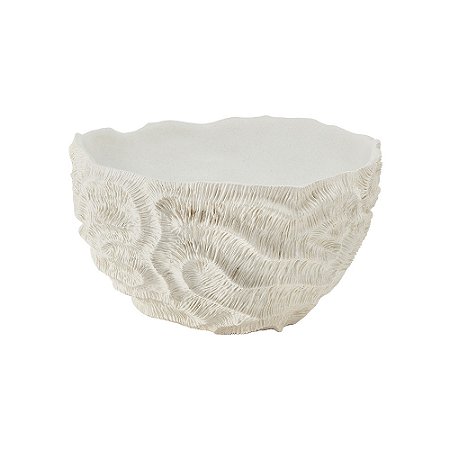 VASO DECORATIVO TEXTURA CORAL EM RESINA BRANCO