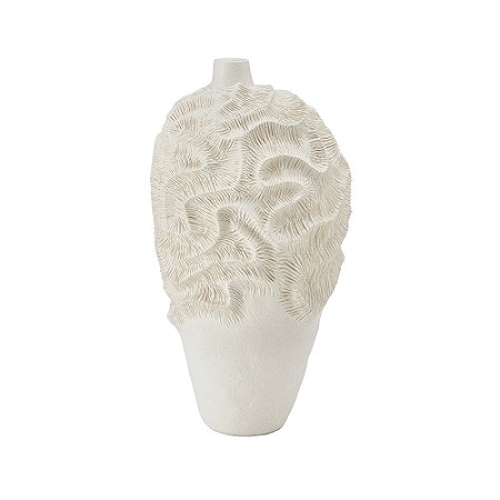 VASO DECORATIVO TEXTURA CORAL EM RESINA BRANCO