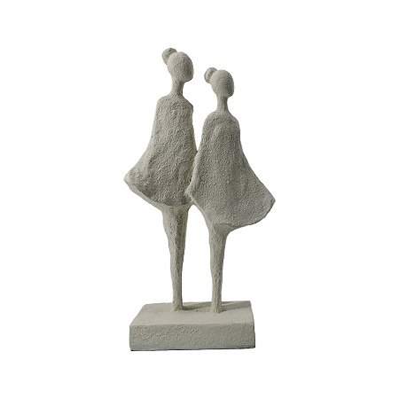 PECA DECORATIVA DUAS MENINAS EM RESINA BRANCO