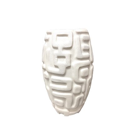 VASO DECORATIVO COM RELEVO EM RESINA BRANCO