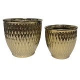 CONJ. DE CACHEPOTS EM CERAMICA DOURADO 2 PCS G D17CM X 16C