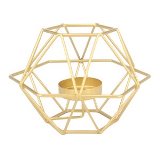 LANTERNA GEOMETRICA DE METAL DOURADA 13,5CM X 12,5CM X 9CM