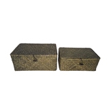 CONJ DE CESTAS DE PALHA PRETO - 2 PCS