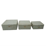 CONJ DE CESTAS DE PALHA BRANCO - 3 PCS