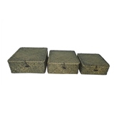 CONJ DE CESTAS DE PALHA PRETO - 3 PCS