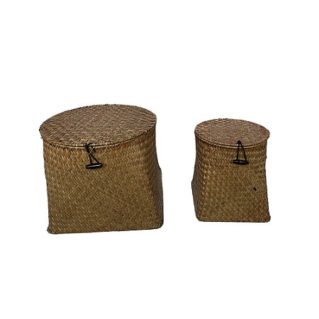 CJ DE CESTAS EM FIBRA VEGETAL NATURAL 2PCS