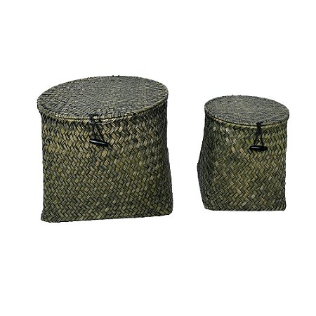 CJ DE CESTAS EM FIBRA VEGETAL VERDE 2PCS