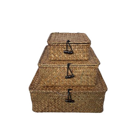 CJ DE CESTAS EM FIBRA VEGETAL NATURAL 3PCS