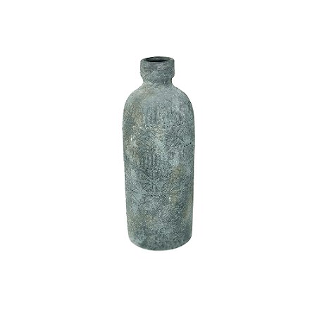 VASO DECORATIVO EM CERAMICA CINZA TEXTURIZADO
