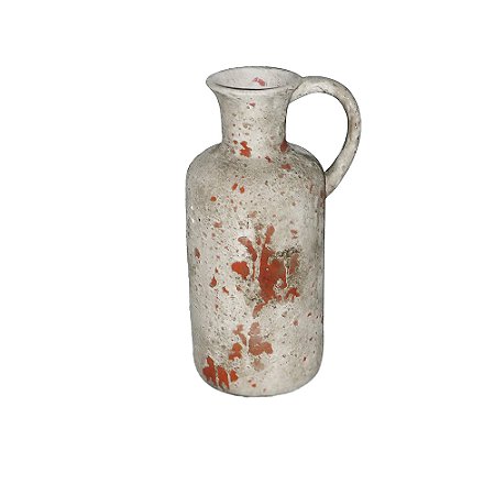 VASO DECORATIVO ESTILO JARRA EM CERAMICA BRANCO RUSTICO