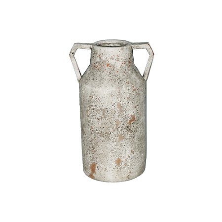 VASO DECORATIVO EM CERAMICA BRANCO RUSTICO