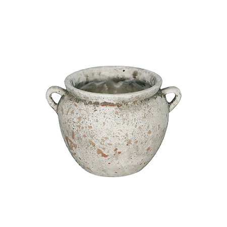 VASO DECORATIVO EM CERAMICA BRANCO RUSTICO