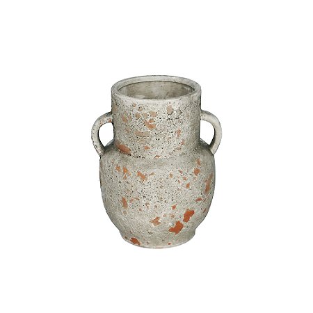 VASO DECORATIVO EM CERAMICA BRANCO RUSTICO