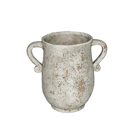 VASO DECORATIVO EM CERAMICA BRANCO RUSTICO
