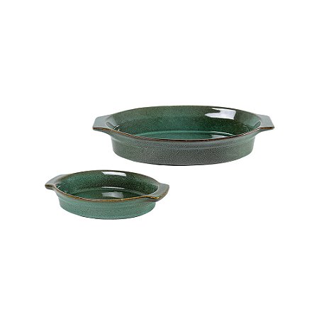 CJ DE TRAVESSAS DE CERAMICA VERDE OVAL 2PCS