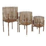 CJ. DE CACHEPOTS EM RATTAN - 3PCS