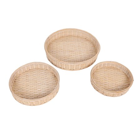 CJ DE BANDEJAS DE RATTAN BEGE 3PCS