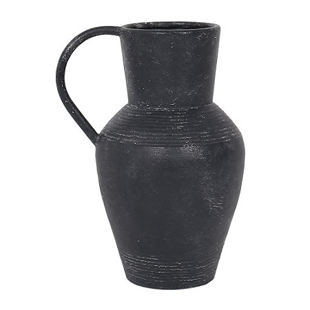 VASO DECORATIVO EM METAL PRETO 26CM X 20CM X 33CM