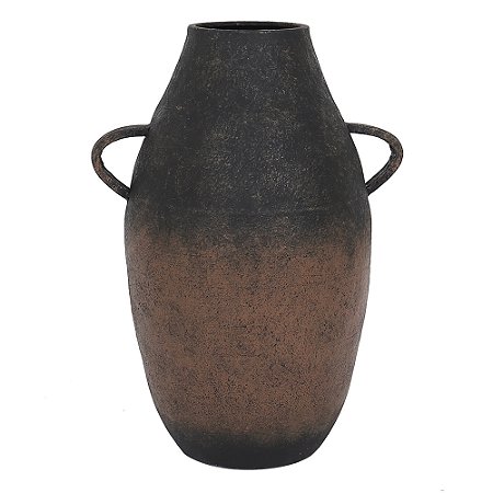 VASO DECORATIVO EM METAL PRETO E MARROM 40CM X 31,5CM X 42,5CM