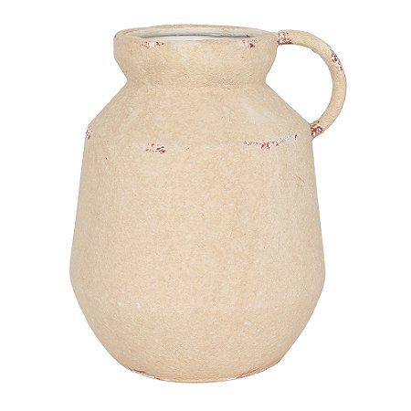 VASO DECORATIVO EM METAL COR CREME 24,5CM X 23CM X 29,5CM