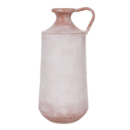 VASO DECORATIVO EM METAL BRANCO MESCLADO COM MARROM 18,5CM X 17,5CM X 39,5CM