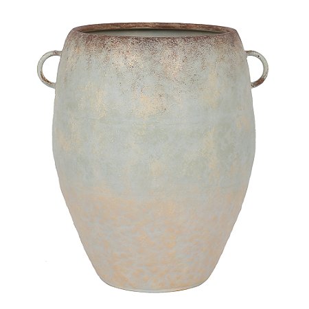 VASO DECORATIVO EM METAL - ESVERDEADO - 31M X 38CM