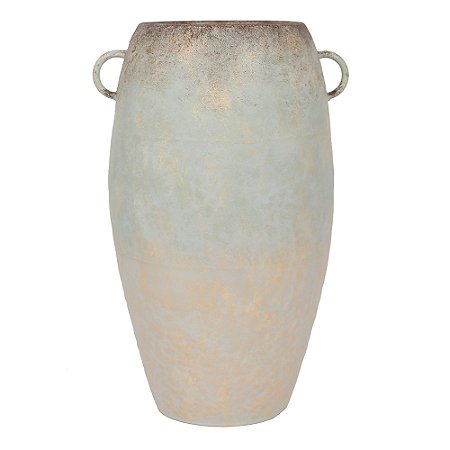 VASO DECORATIVO EM METAL - ESVERDEADO - 27CM X 46,5CM