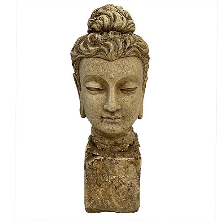 PECA DECORATIVA EM RESINA CABECA DE BUDA 15X14X46CM